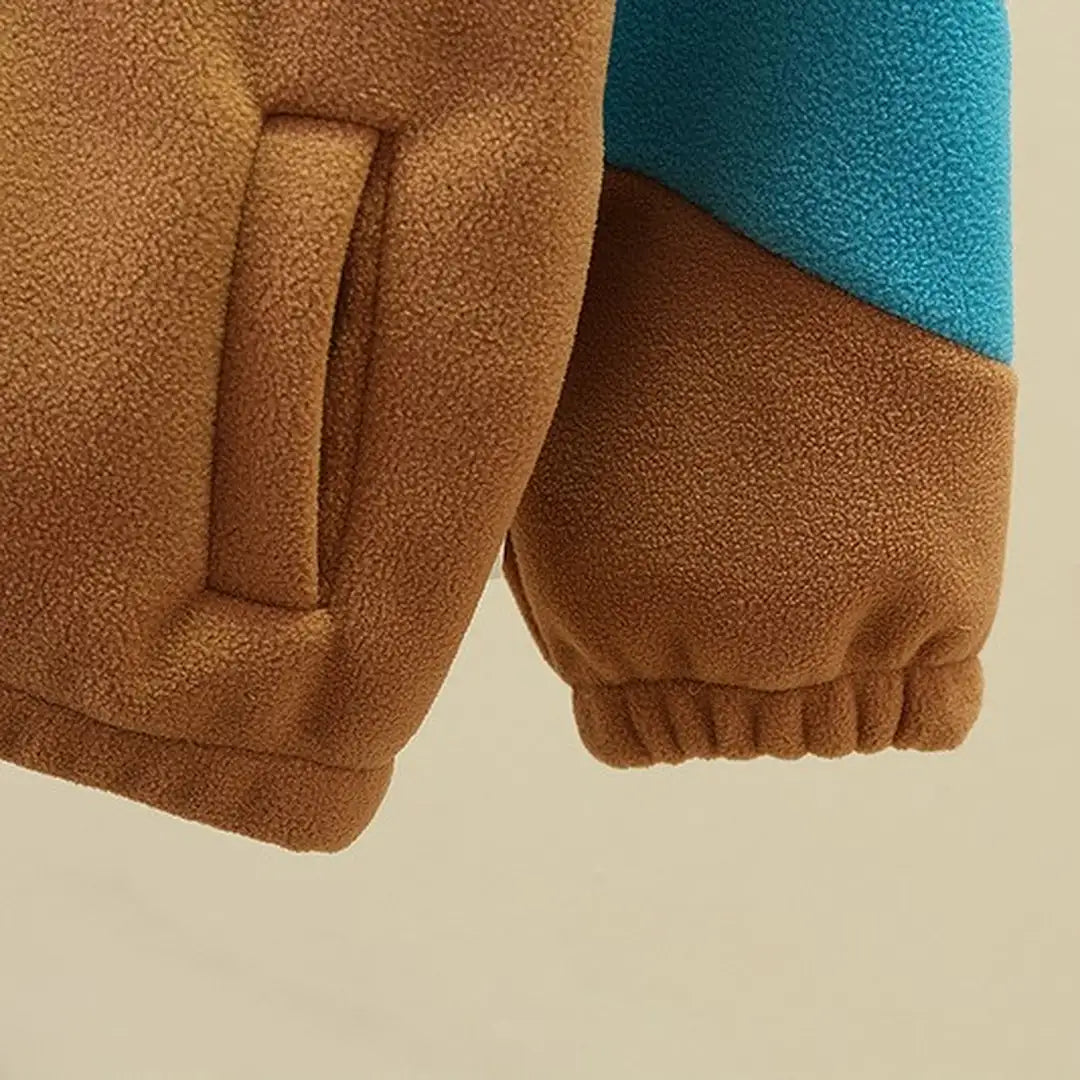 Beige Brown N Blue Color Block Jacket - Minitaq baby kids clothes dress 