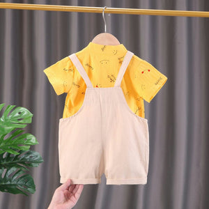 Smiley Yellow Shirt With Dungaree 8 - Minitaq baby kids clothes dress