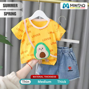 Fun Yellow Shirt With Vintage Denim Shorts 2 - Minitaq baby kids clothes dress