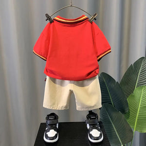 The Red Polo With Cotton Shorts For Kids 2pc Set 8 - Minitaq baby kids clothes dress