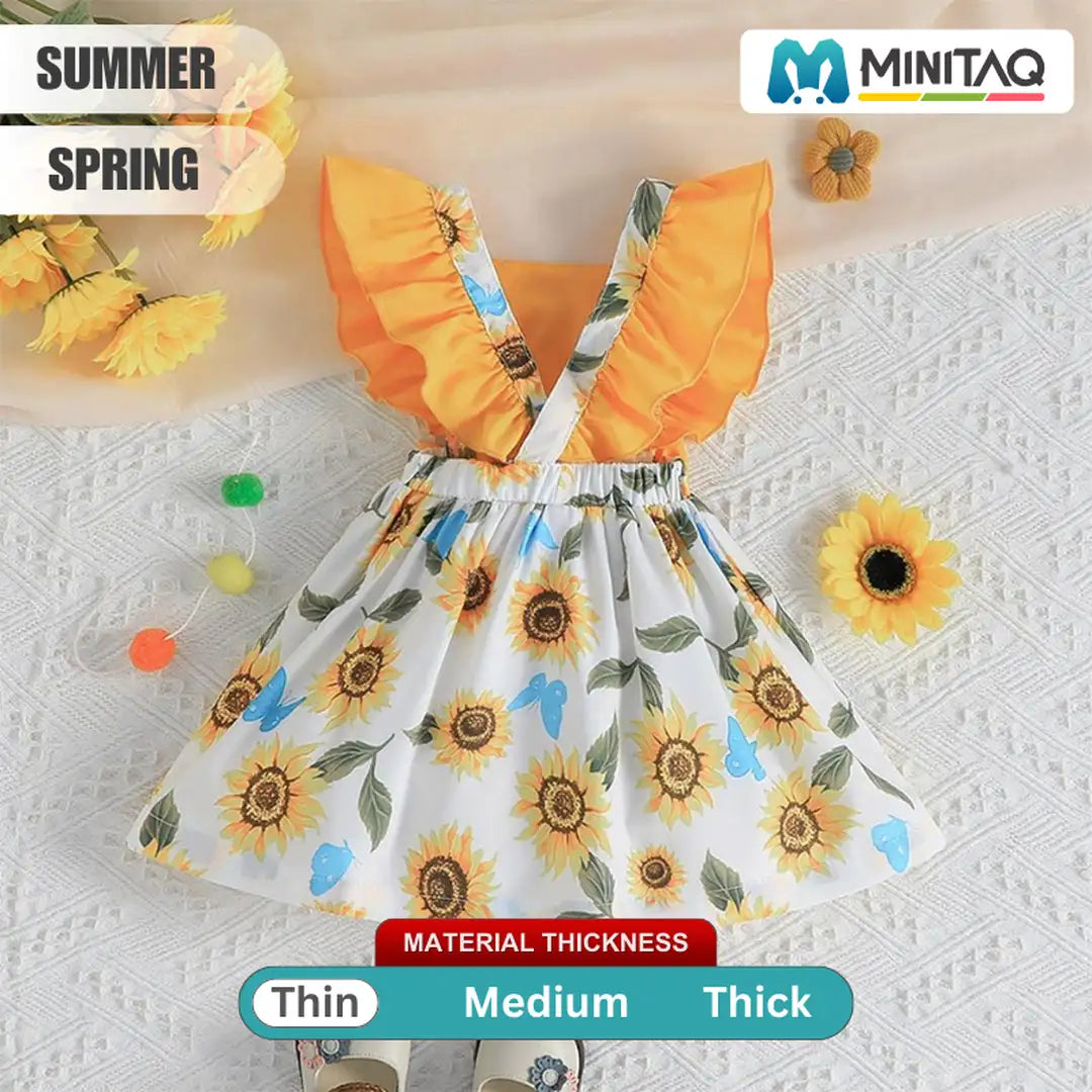 The Yellow Winged Style Casual Baby Girl Dress 2 - Minitaq baby kids clothes dress