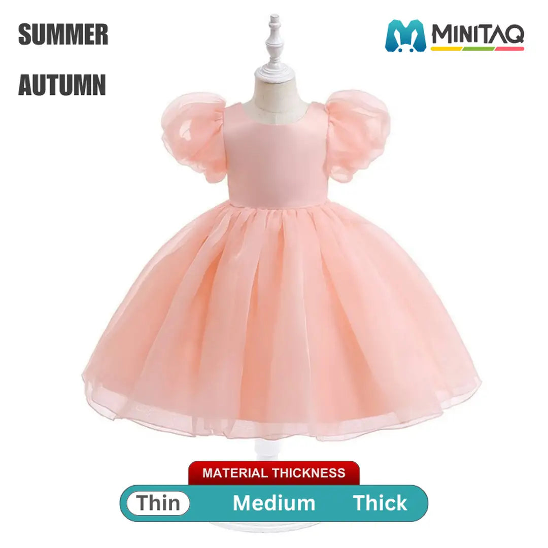 Organza Puffy Short Sleeve Stylish Dress 2 - Minitaq baby kids clothes dress