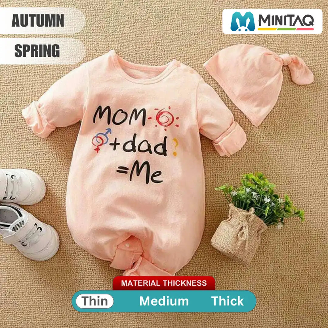 Mom Dad N Me Pink Baby Romper With Cap 2 - Minitaq baby kids clothes dress