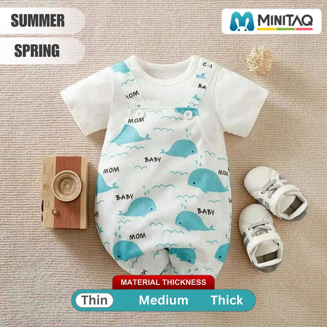 Ocean Whale Dungaree Style Baby Romper 2 - Minitaq baby kids clothes dress