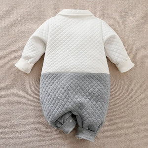 Gentleman Strap Style White And Gray Cotton Romper 8 - Minitaq baby kids clothes dress