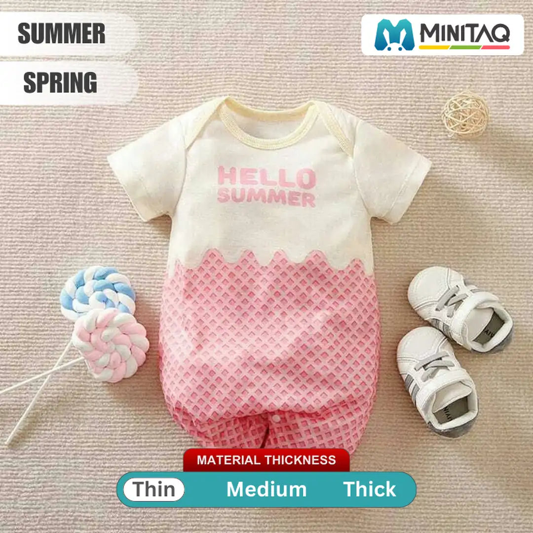 Hello Summer Cream Pink Baby Romper 2 - Minitaq baby kids clothes dress