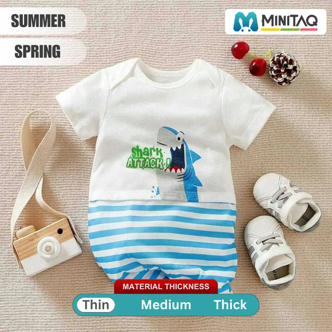 Shark Bite Blue N White Baby Romper 2 - Minitaq baby kids clothes dress