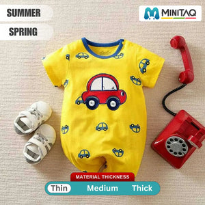 Car Design Yellow Half Sleeve Baby Romper 2 - Minitaq baby kids clothes dress