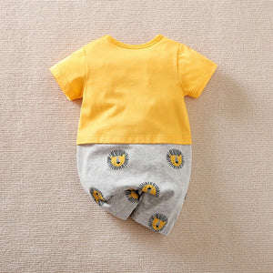 Lion Traveller Yellow N Gray Baby Romper 8 - Minitaq baby kids clothes dress