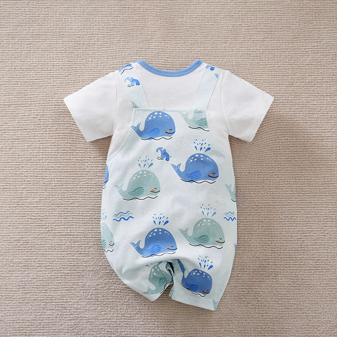 Cute Marine Whales Dungaree Style Summer Romper 8 - Minitaq baby kids clothes dress