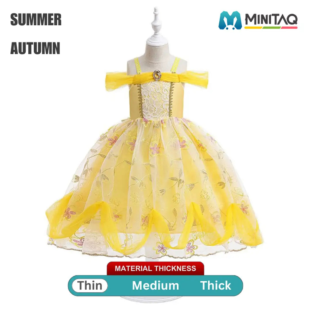 Yellow Princess Costume Frock  Dress For Girls 2 - Minitaq baby kids clothes dress