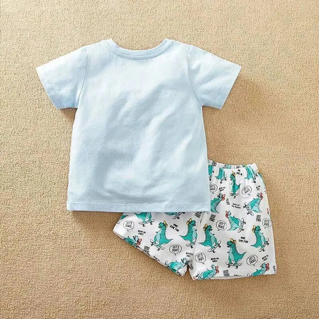 Dino Surfing T-Shirt N Shorts Summer 2pc Set 9 - Minitaq baby kids clothes dress