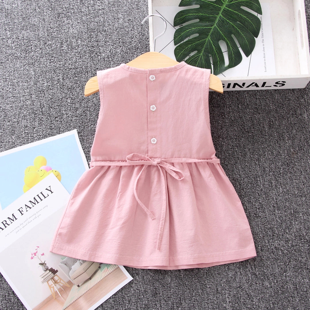 Flower Design Light Pink Sleeveless Cotton Frock For Girls - Minitaq baby kids clothes dress 
