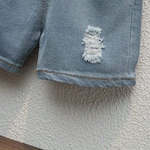 White Polo With Jean Shorts 2pc 9 - Minitaq baby kids clothes dress