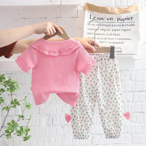 Pink Top With White Patterned Pant 2pc Set For Girls 10 - Minitaq baby kids clothes dress