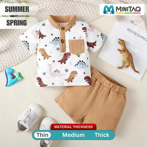 Dinosaurs Summer 2 piece Set Shirt And Shorts 2 - Minitaq baby kids clothes dress