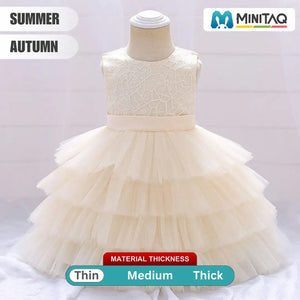 Cream Stylish Multi Layered Baby  Frock Dress 2 - Minitaq baby kids clothes dress