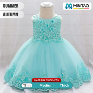 Blue Green Embroidered Stylish Frock Baby Dress 2 - Minitaq baby kids clothes dress