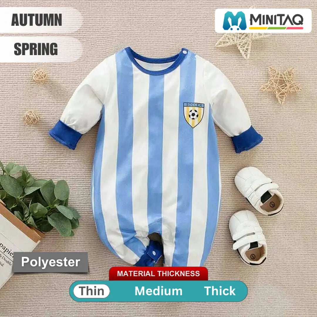 Football Sports Style Blue Stripes Romper 2 - Minitaq baby kids clothes dress