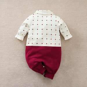 Red Dots N Lines Formal Office Dress With Tie 1 - Minitaq baby kids clothes dress