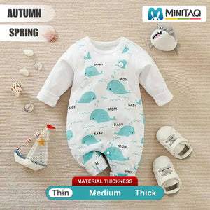 Ocean Whale Full Sleeves Baby Romper 2 - Minitaq baby kids clothes dress