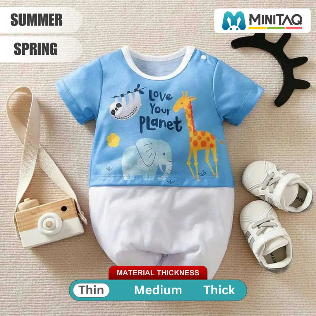 Love The Planet Blue White Baby Romper 2 - Minitaq baby kids clothes dress