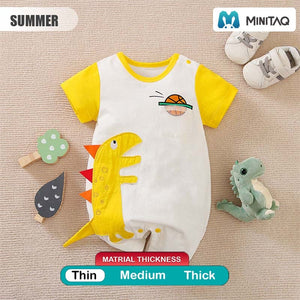 Yellow Playful Dino Dunk Cotton Romper 2 - Minitaq baby kids clothes dress