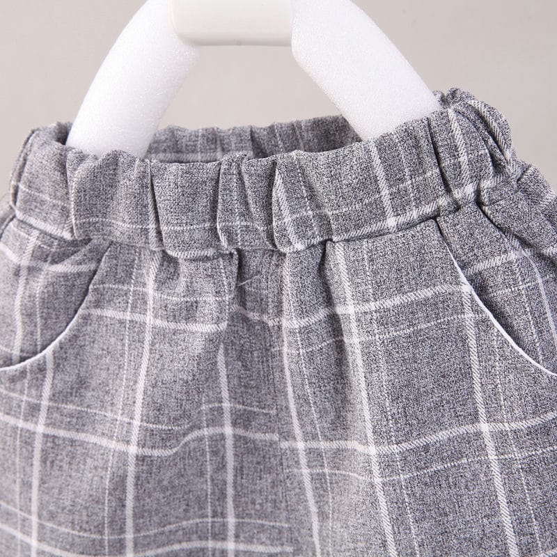 Formal Gray Checkered Style 2pc Set 7 - Minitaq baby kids clothes dress