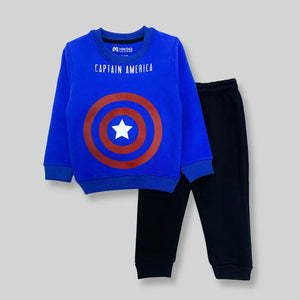 Captain America Blue Shirt & Black Pant - Winter 2 Pcs Set 1 - Minitaq baby kids clothes dress