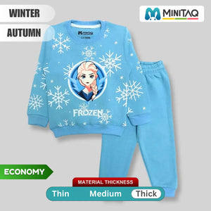 Frozen Pattern Ice Blue - Winter 2 Pcs Set 1 - Minitaq baby kids clothes dress