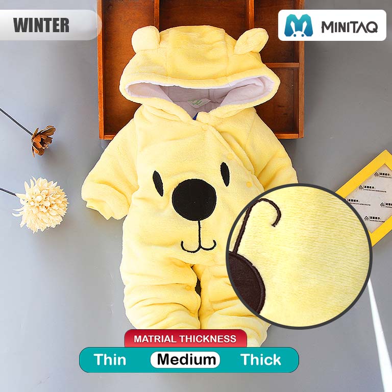 Yellow Fleece Bear Winter Baby Romper 2 - Minitaq baby kids clothes dress