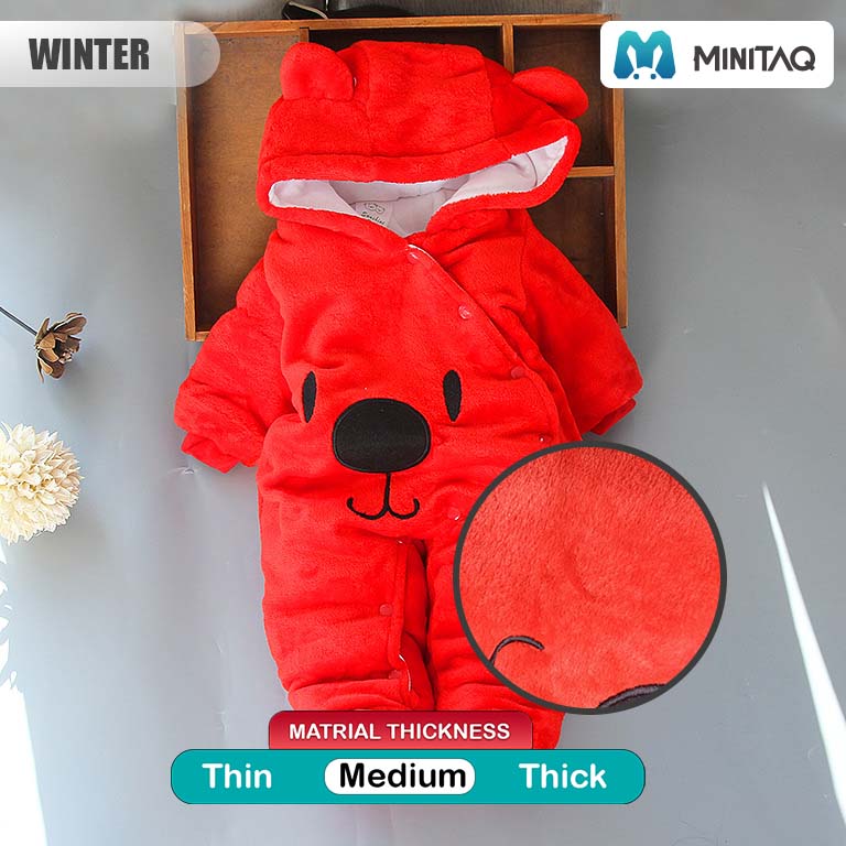 Red Fleece Bear Winter Baby Romper 2 - Minitaq baby kids clothes dress