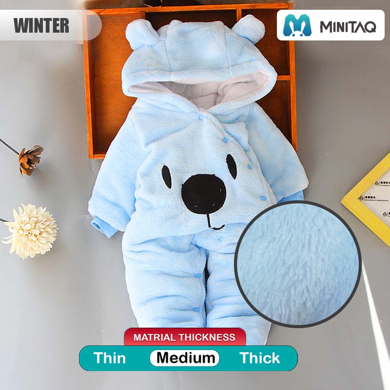 Blue Fleece Bear Winter Baby Romper 2 - Minitaq baby kids clothes dress