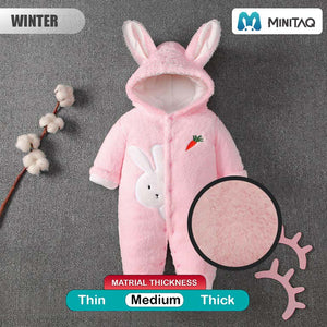 Rabbit N Carrot Soft Pink Hooded Baby Romper 2 - Minitaq baby kids clothes dress