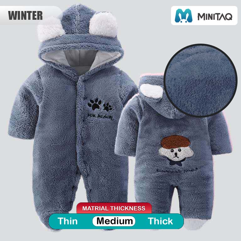 Bluish Gray Thick Quilted Winter Romper 2 - Minitaq baby kids clothes dress