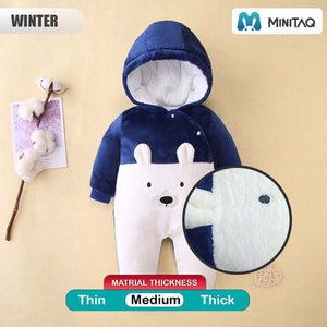 Night Blue Bear Winter Quilted Romper 2 - Minitaq baby kids clothes dress