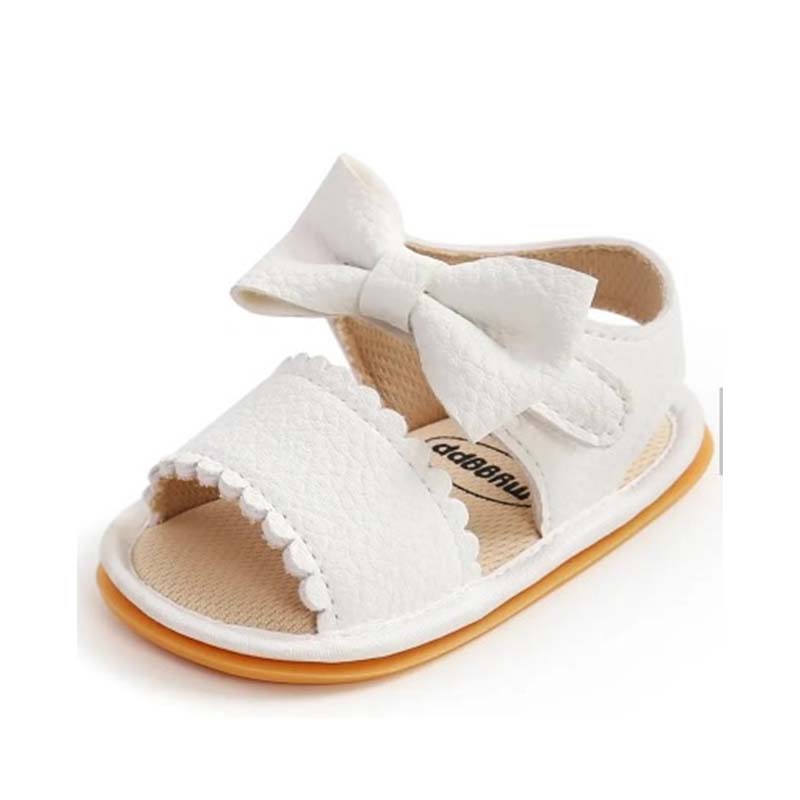 Stylish White Leather Bow Tie Baby Sandals 1 - Minitaq baby kids clothes dress