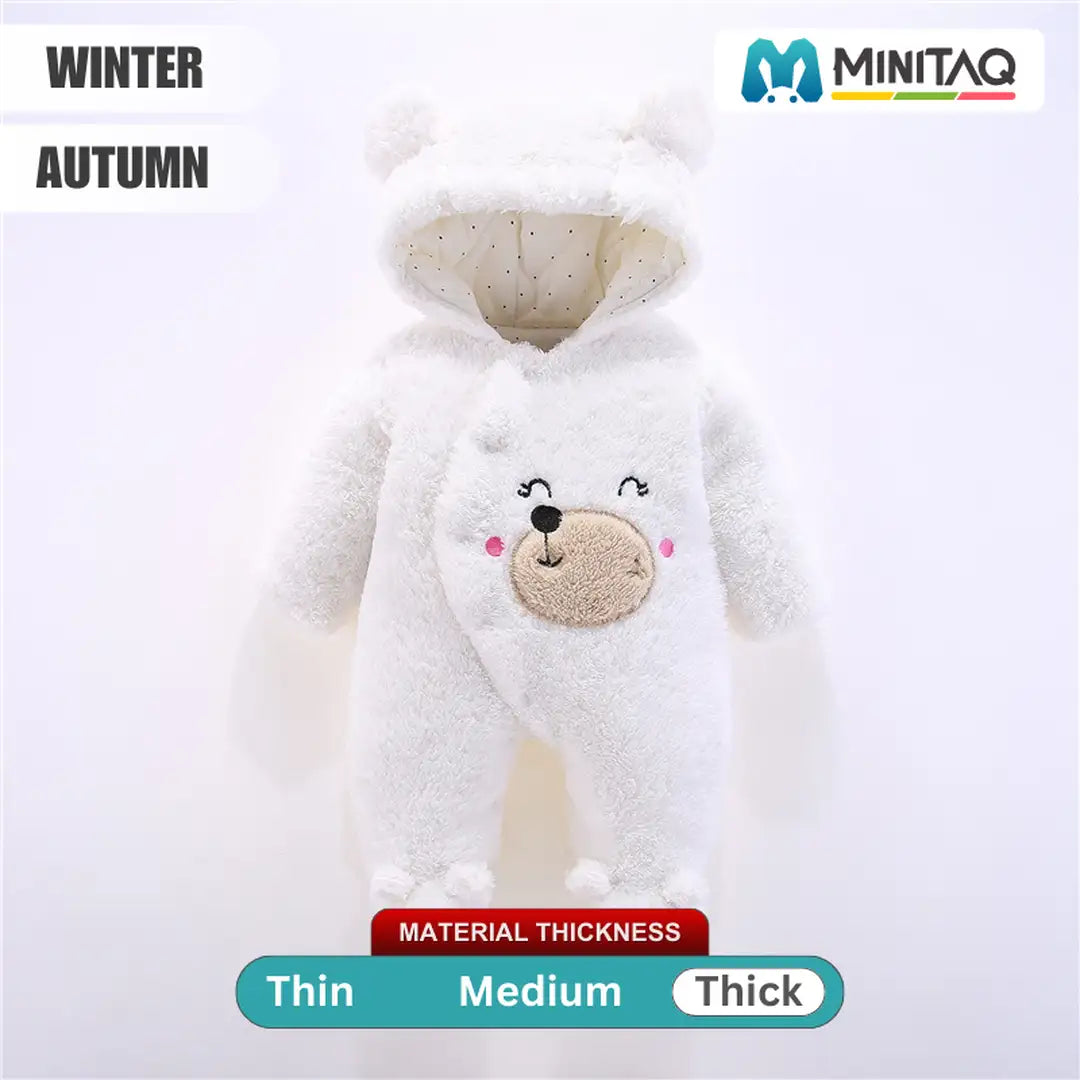 White Bear Winter Hooded Baby Romper 2 - Minitaq baby kids clothes dress