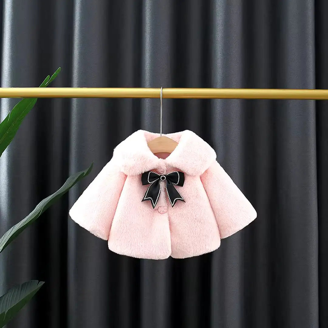 Cute Soft Pink Winter Baby Plush Cape Coat  1 - Minitaq baby kids clothes dress