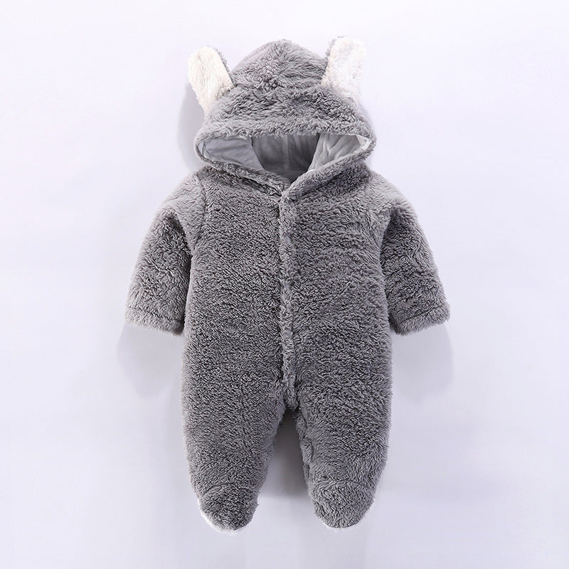 Gray Hooded Winter Baby Romper 1 - Minitaq baby kids clothes dress