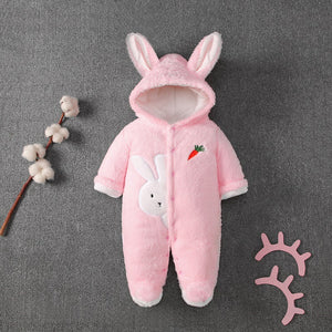 Rabbit N Carrot Soft Pink Hooded Baby Romper 1 - Minitaq baby kids clothes dress