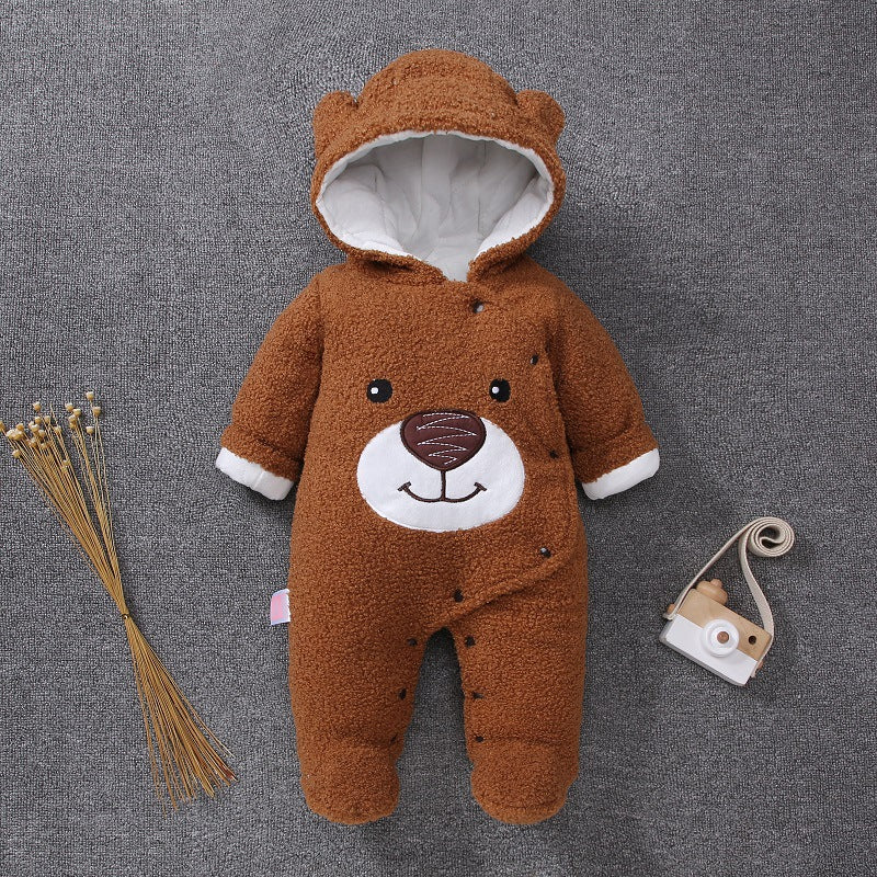 Brown Bear Winter Hooded Romper 1 - Minitaq baby kids clothes dress