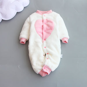 Thin Light Pink White Fleece Winter Romper 1 - Minitaq baby kids clothes dress