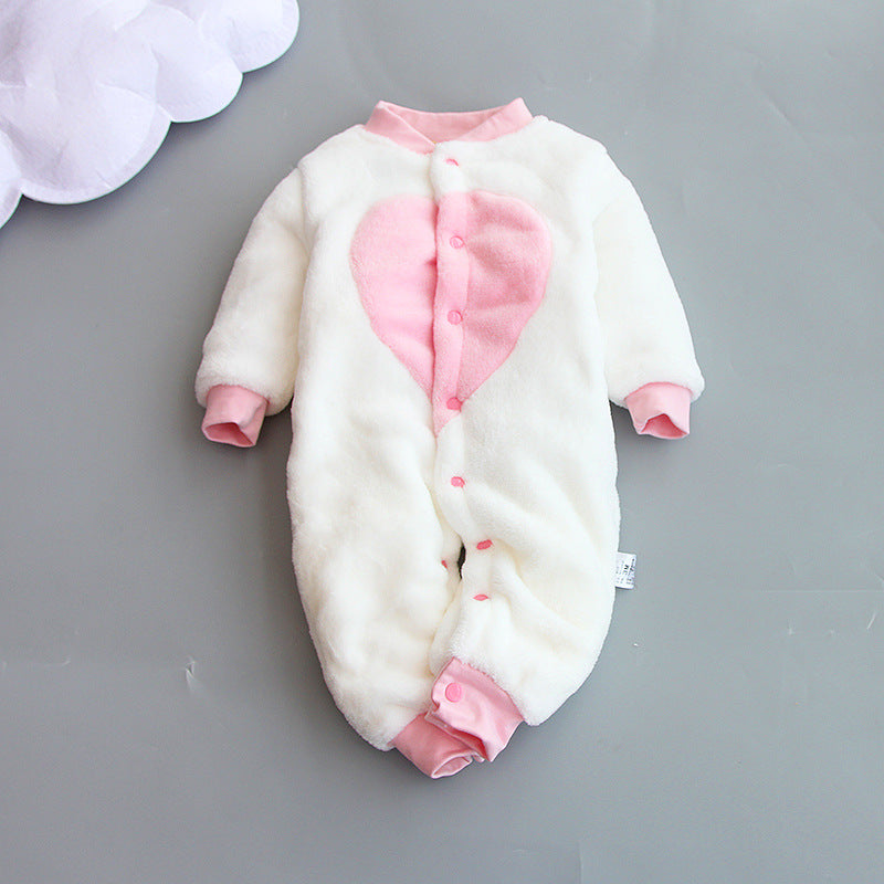 Thin Light Pink White Fleece Winter Romper 1 - Minitaq baby kids clothes dress