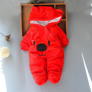 Red Fleece Bear Winter Baby Romper 1 - Minitaq baby kids clothes dress