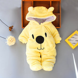 Yellow Fleece Bear Winter Baby Romper 1 - Minitaq baby kids clothes dress