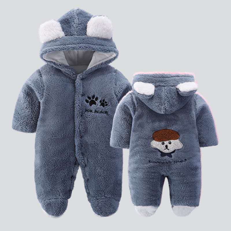 Bluish Gray Thick Quilted Winter Romper 1 - Minitaq baby kids clothes dress