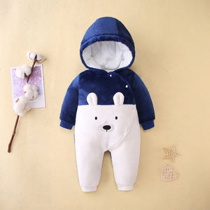 Night Blue Bear Winter Quilted Romper 1 - Minitaq baby kids clothes dress