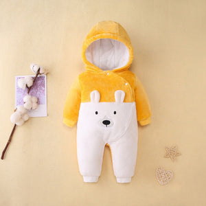 Cute Bear Yellow Baby Winter Romper 1 - Minitaq baby kids clothes dress