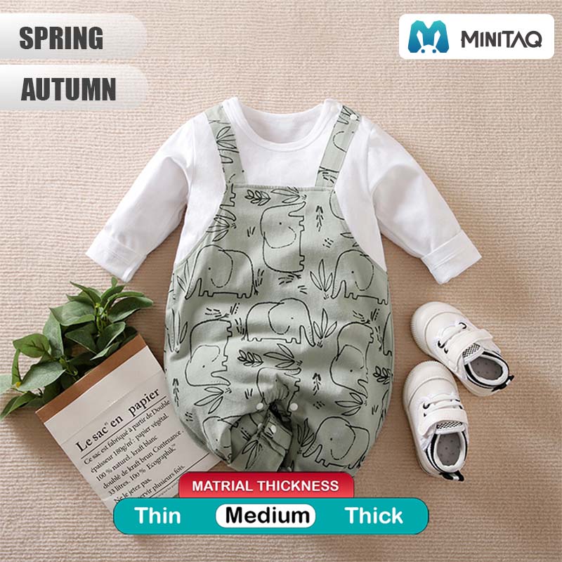 Soft Green Elephant Pattern Baby Romper 2 - Minitaq baby kids clothes dress